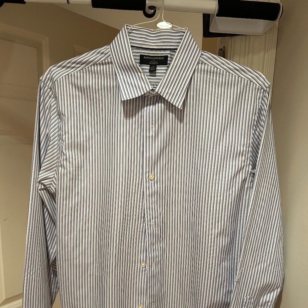 Banana Republic Large Striped Button-Down